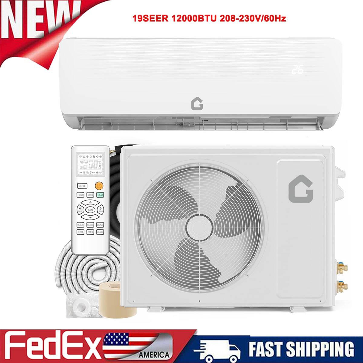 Split system air conditioner Garvee 19SEER2 12000 BTU Mini Split Ductless System