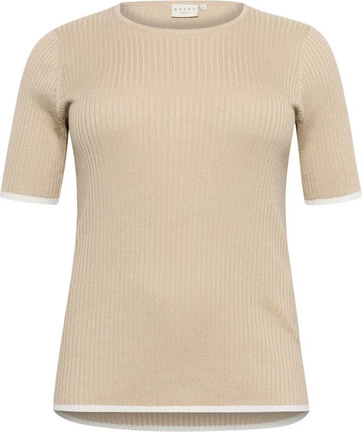 Kaffe Curve Pullover Izzy Uld Rib Contrast Beige