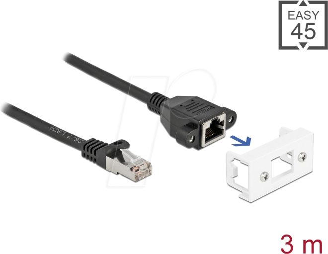 DeLock Forlængerkabel Til RJ-45 Han Til RJ-45 Hun Panelmonterbar 3 m 3m
