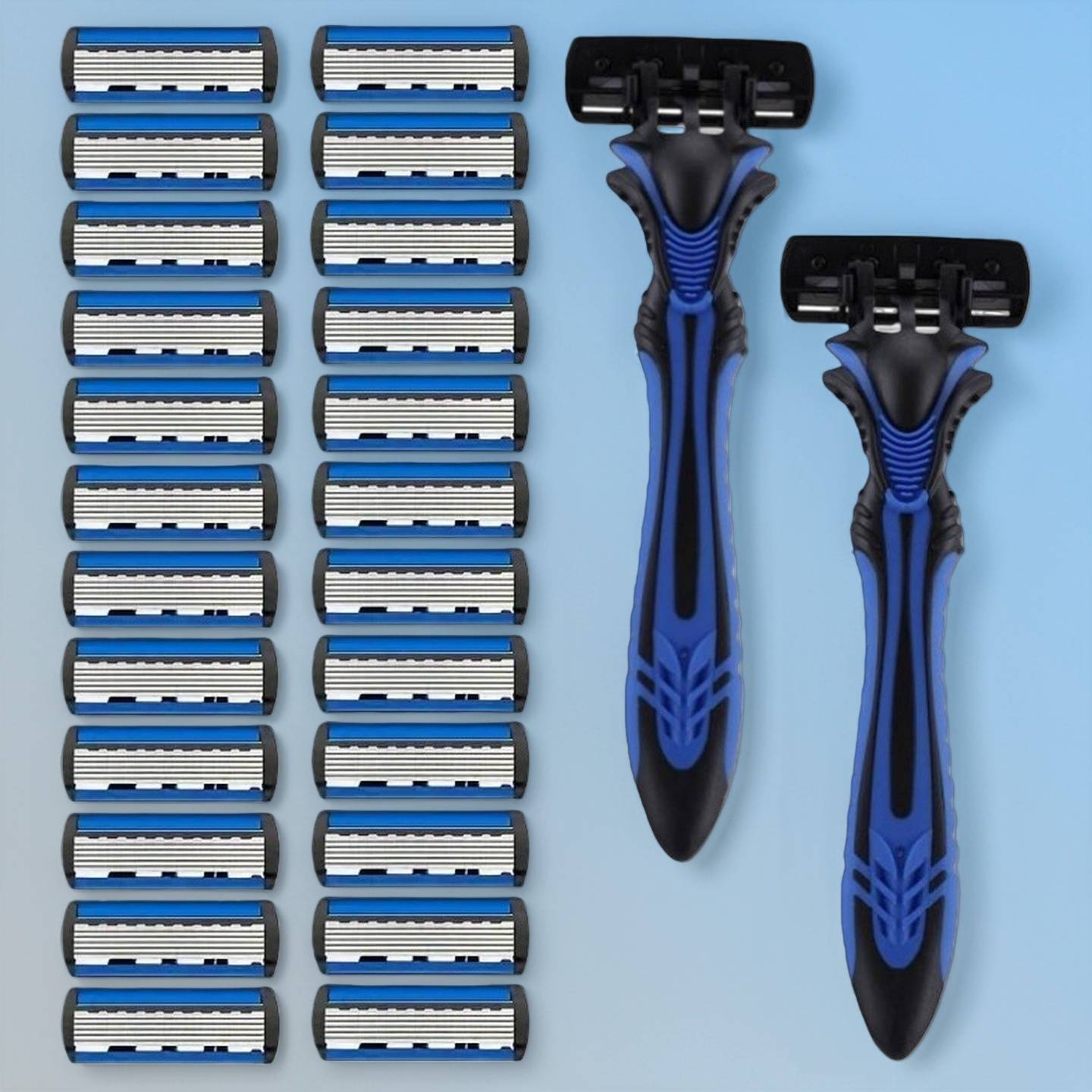 Temu Razor Set Featuring 2 Blue Black Handles