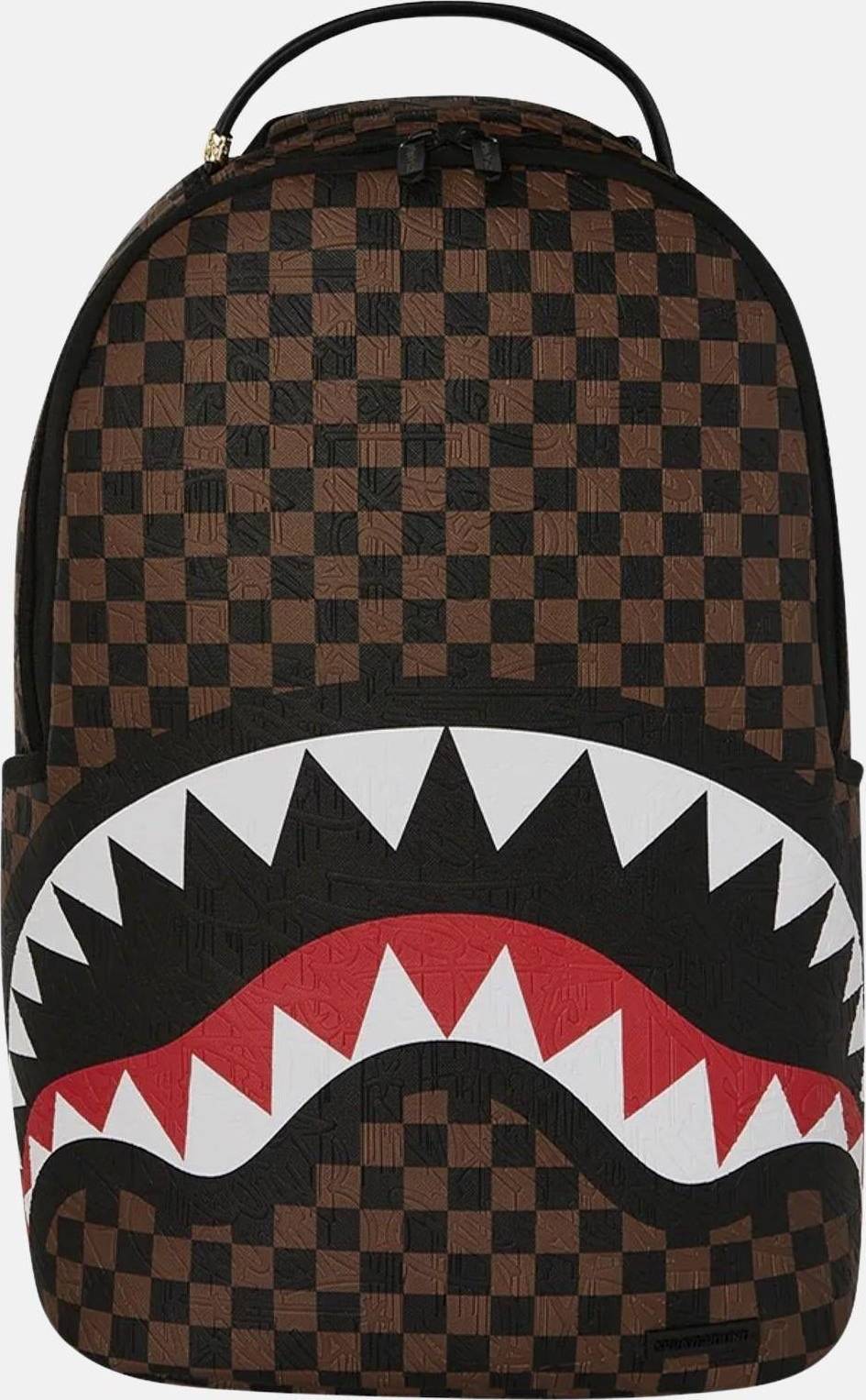 Sprayground Big Backpack Shark Check Embossed - Läder