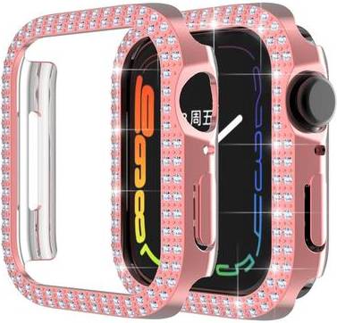 Apple Watch 45mm Two Row Rhinestone Cover Pink