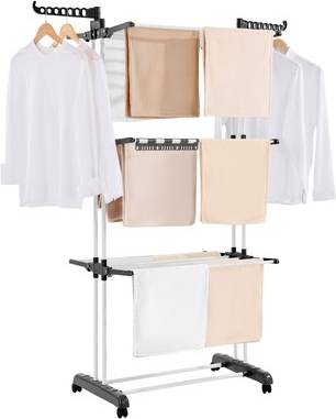 Clothes hanger rack Foldable Clothes Drying Rack 4-Tier Hanger 4 Castors