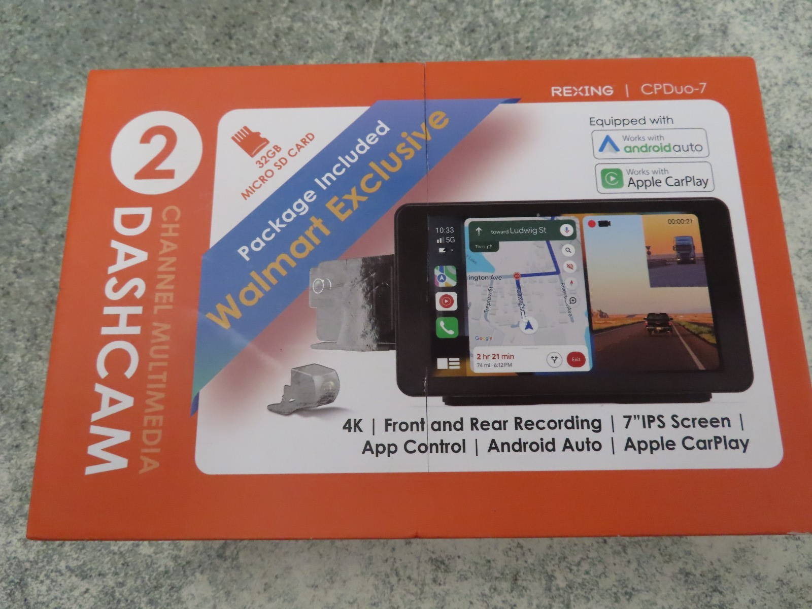 Dash camera front and rear Rexing Cpduo-7 Dash Cam Front Rear Recording Touch Screen