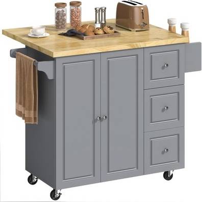 Kitchen island with storage Homcom Rolling Kitchen Island Storage Trolley With Drop Leaf