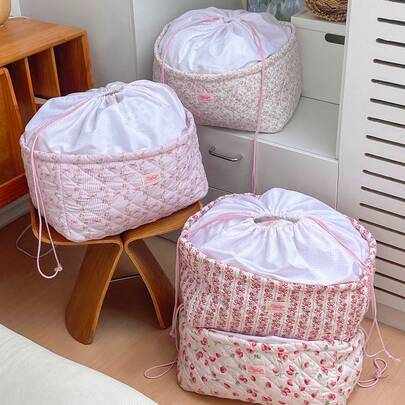 Shein Quilted Drawstring Cuff Storage Box & Basket