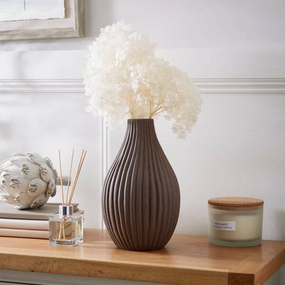 Dunelm Ribbed Stone Bottle Vase