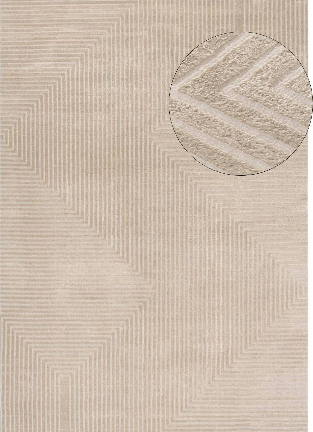 THE RUGS Carmel Cream Geometric Rug 80x150 cm Beige