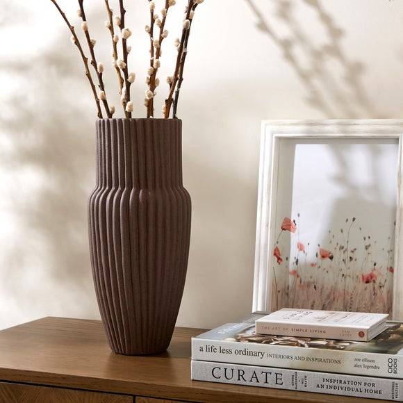 Dunelm Ribbed Stone Vase