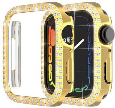 Apple Watch 45mm Two Row Rhinestone Cover Gold