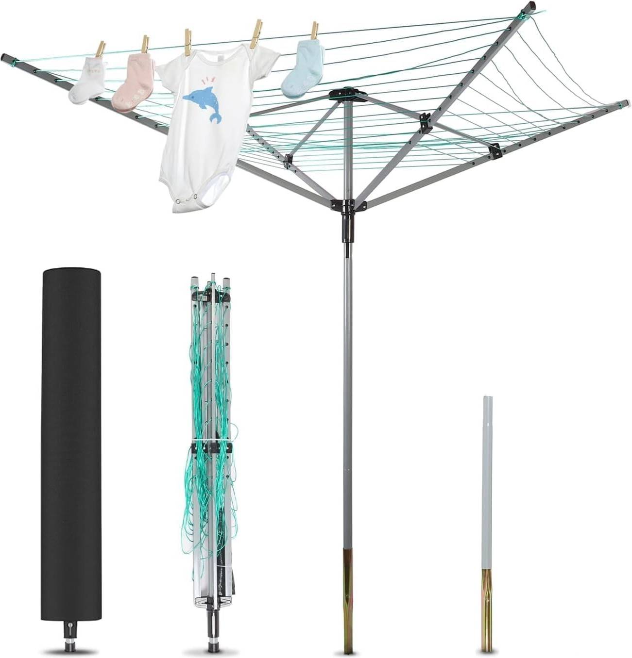 Outdoor clothes drying rack Umbrella Outdoor Rotary Retractable Drying Rack