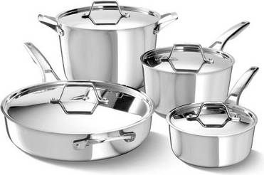 Calphalon pots and pans set Calphalon 8pc Premier Stainless Steel Cookware Set