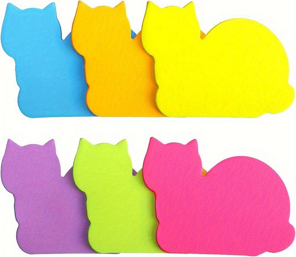 Temu Cute Cat Sticky Notes 6 Pads Bright Colorful