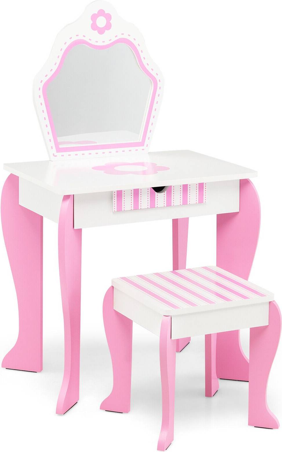 White vanity set SlickBlue Kids Flower Patterns Vanity Set