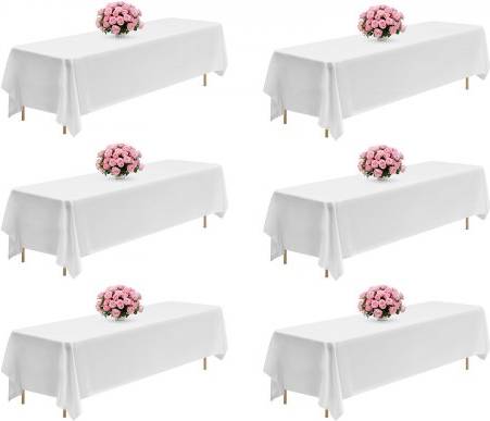 VEVOR Rectangular 90x132 Inch 6 Pack Tablecloth White