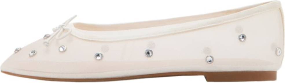 Mango Rhinestone Ballet Flats - White