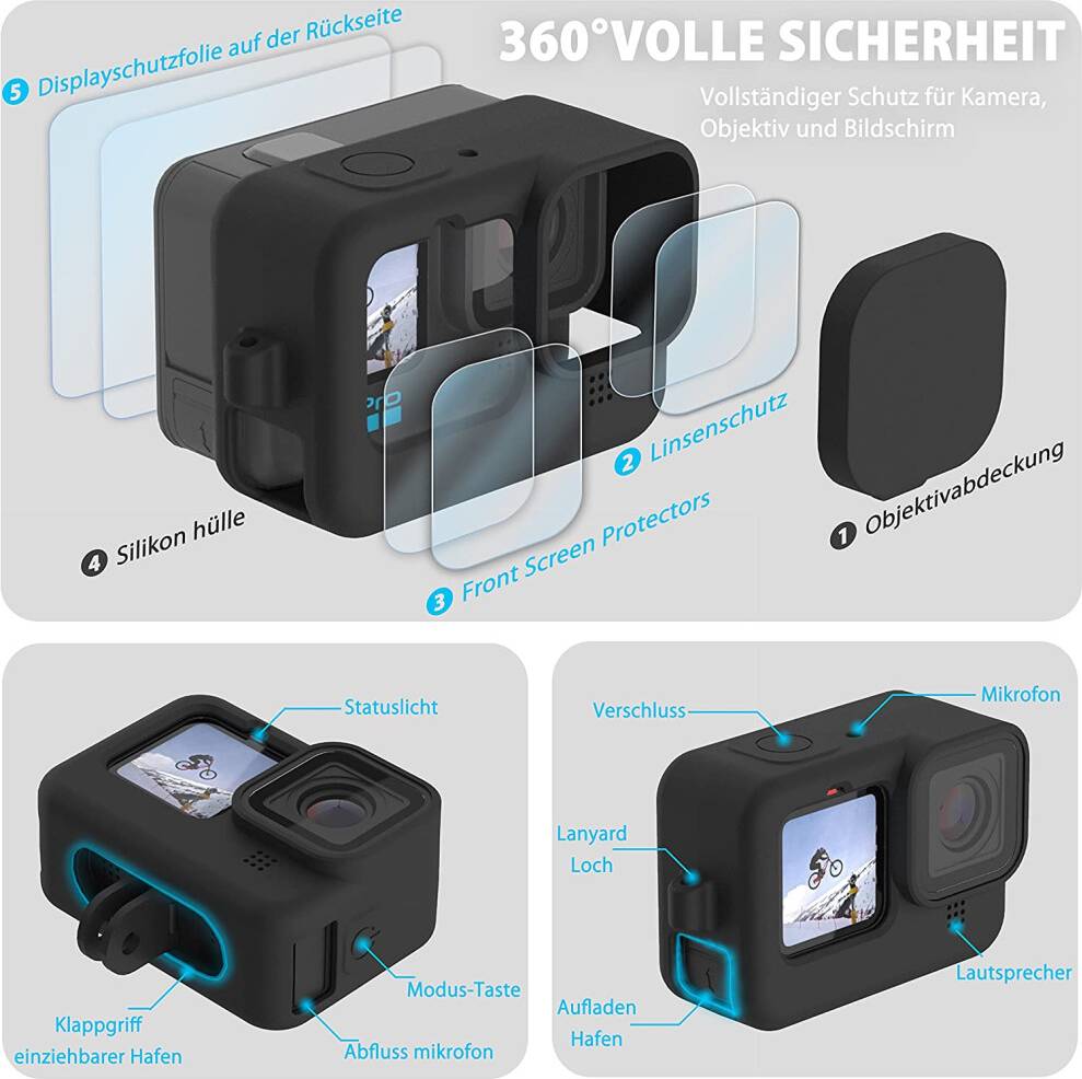 Gopro hero10 Camera Companion Tempered Glass Protector Case