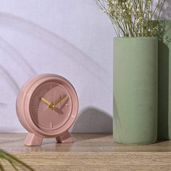 Interval Ceramic Round Mantel Table Clock