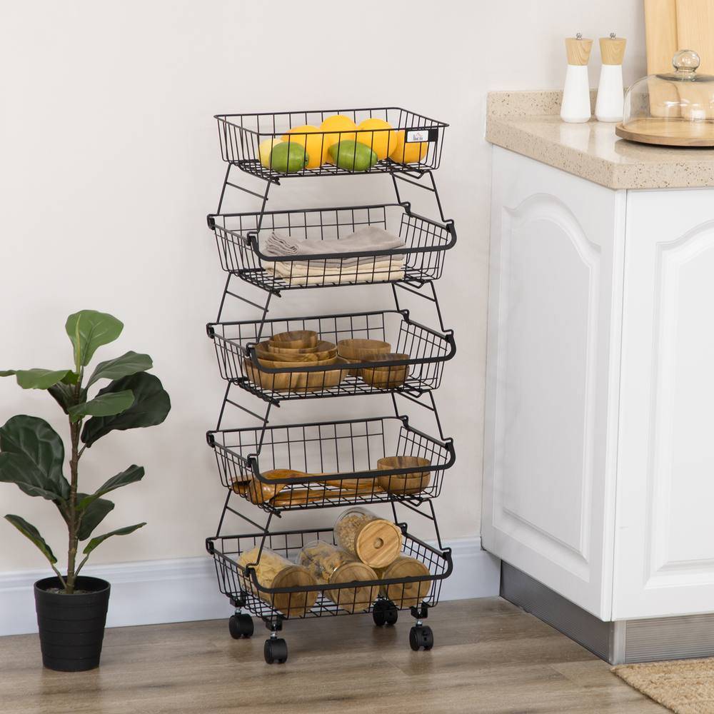 Homcom 5 Tier Storage Cart Vegetable Rack Trolley Table