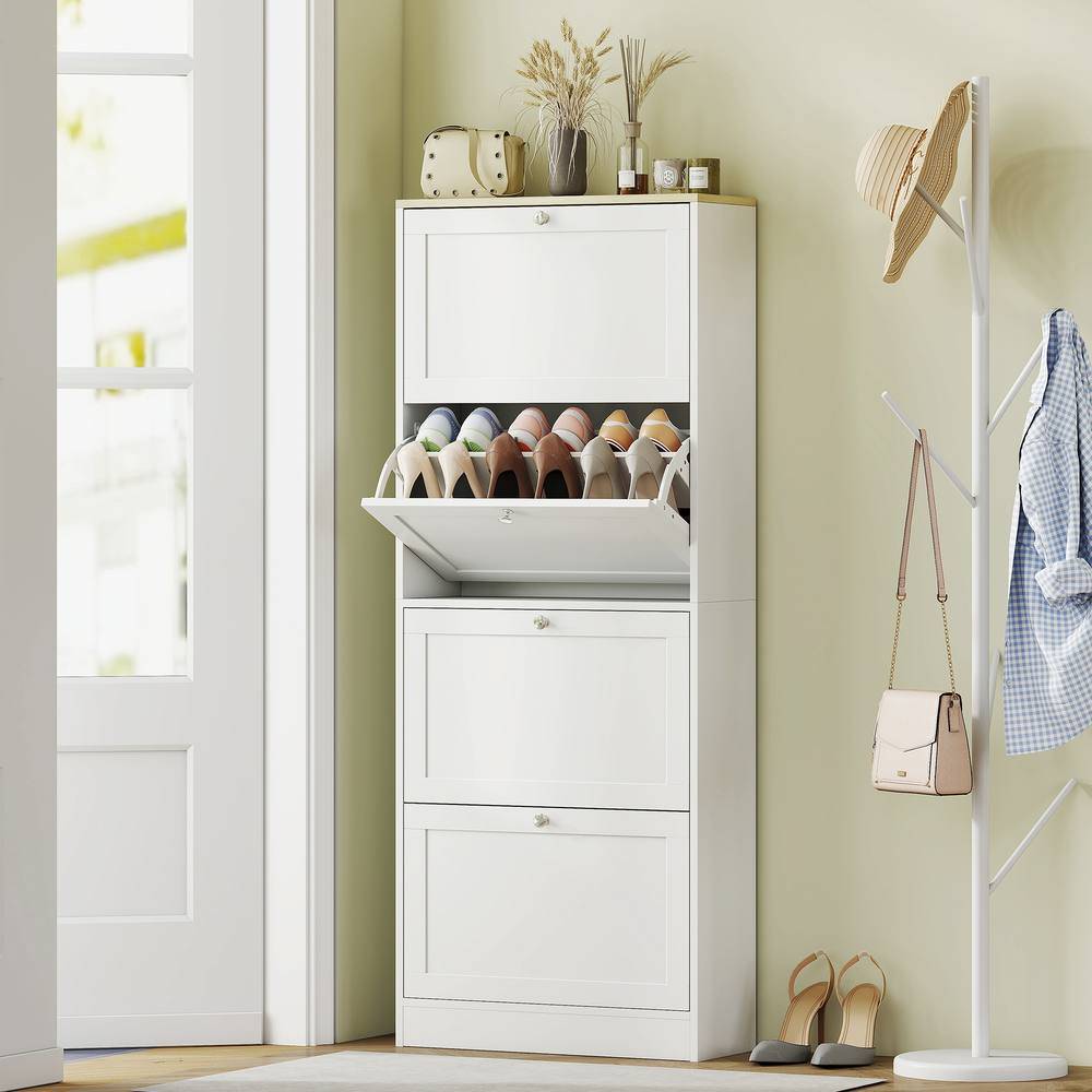 Narrow shoe cabinet Homcom Narrow Cabinet With 4 Flip Drawers Shoe Rack