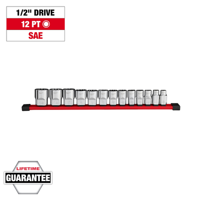 Milwaukee socket set Milwaukee 13pc 1/2 Inch Drive 12-Point Sae Set Socket Bit
