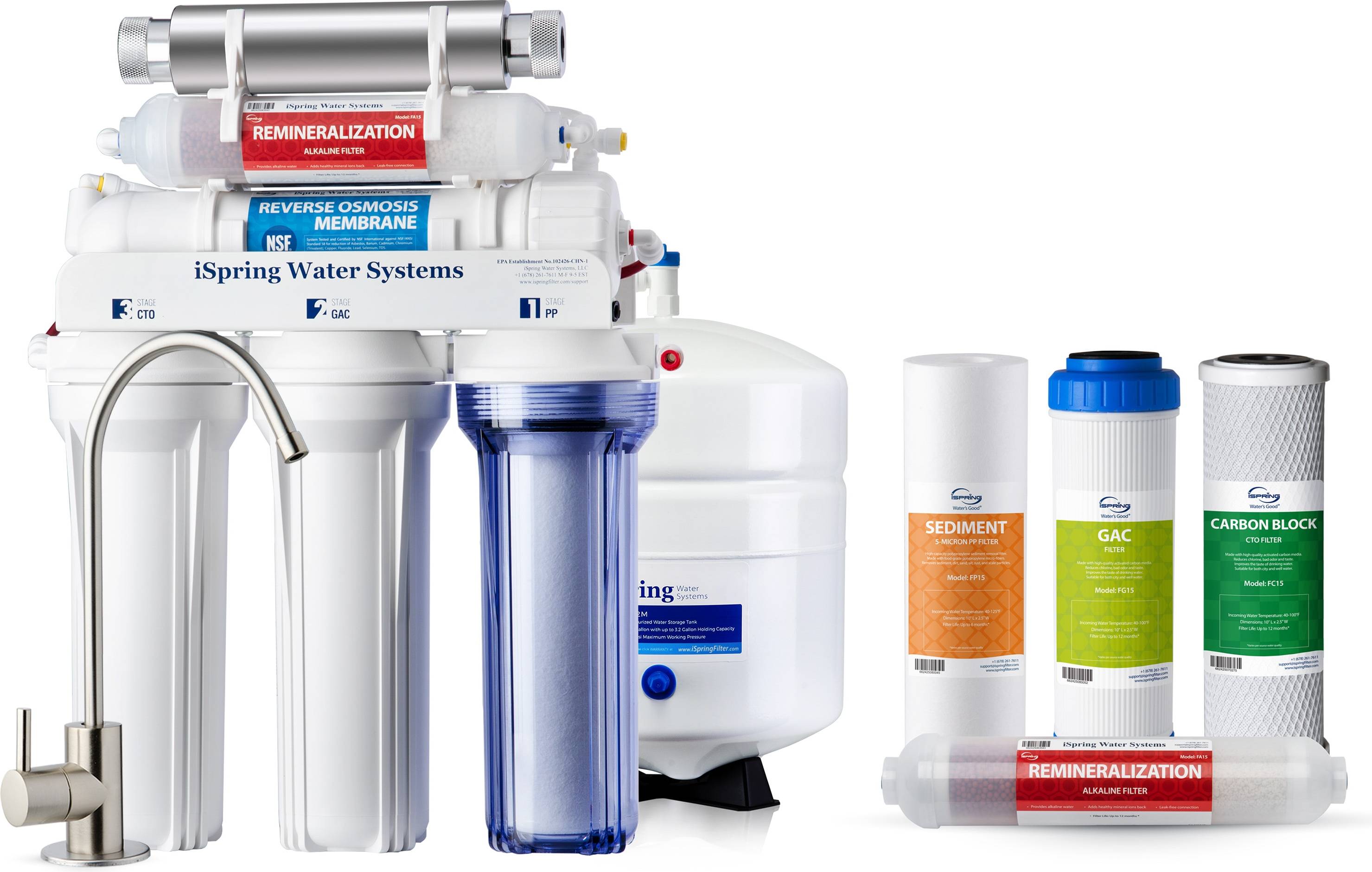 Uv water filter iSpring Water Systems RCC7AK-UV Series Membrane Yes Reverse Osmosis Filtration System