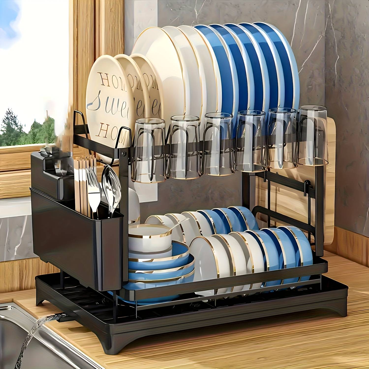 Dish rack Temu Drying Rack With Drainage Tray Dish Drainer