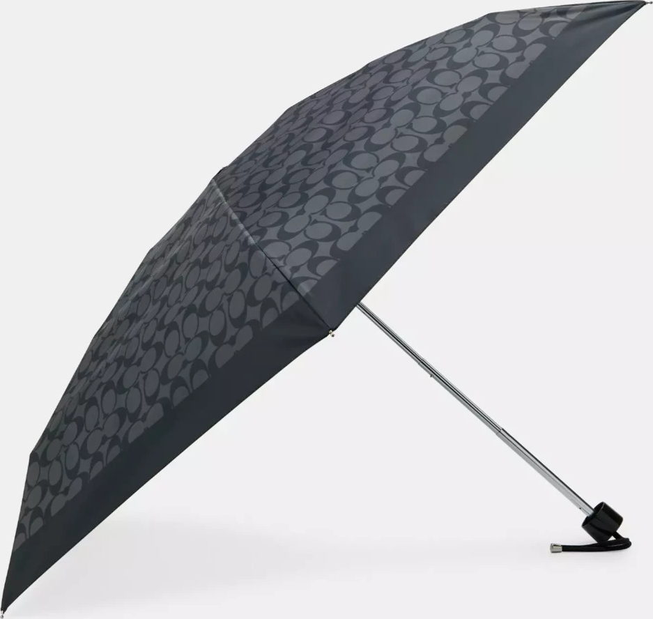 Coach Graphite Uv Protection Signature Print Mini Umbrella