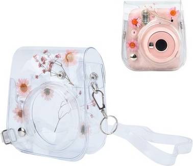 Pink Transparent Camera Case With Shoulder Strap