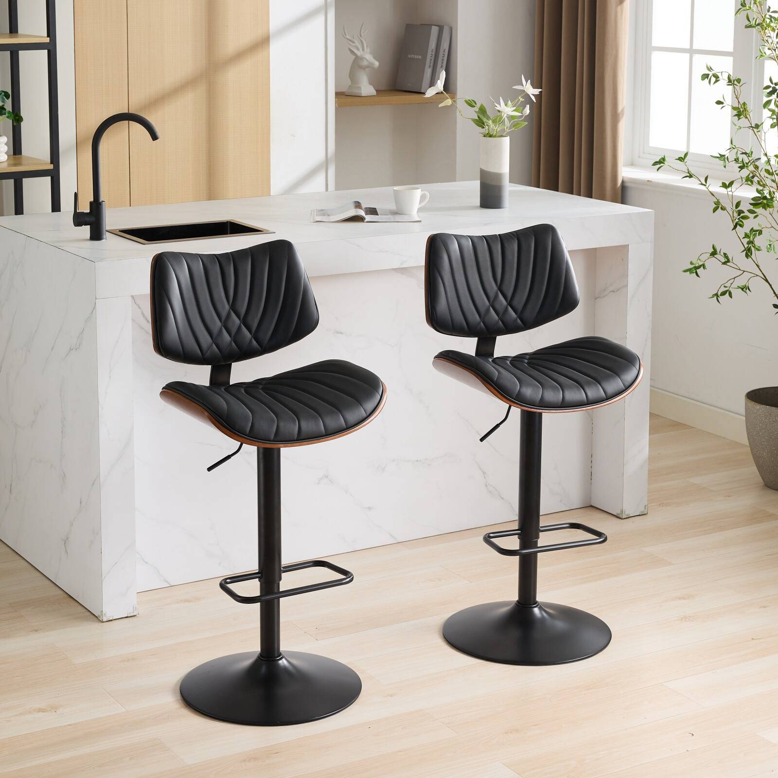 Mid-Century Bentwood Stools Set