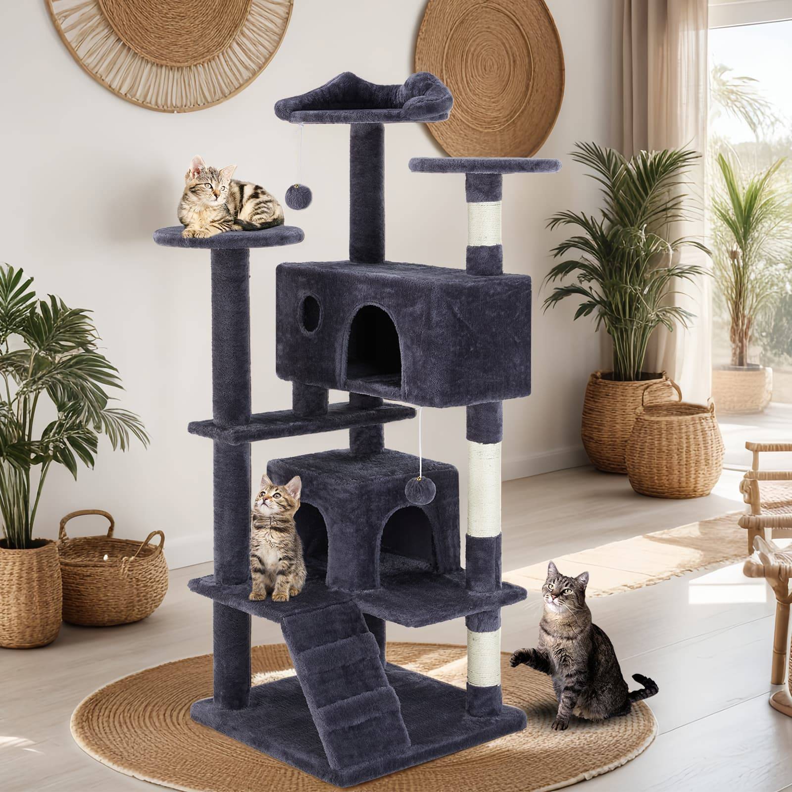 Multi level cat tree Bestier 54 Inch Multi-Level Cat Tree Dark Blue