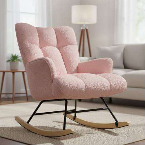 Alivio Comfortable Arm Pink Rocking Chair