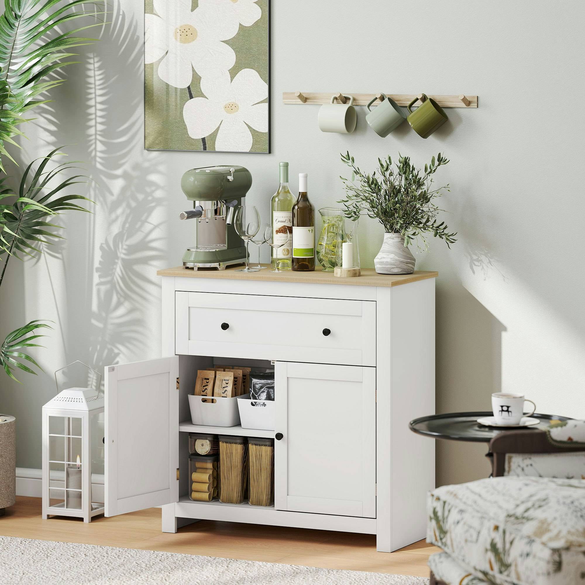 Homcom Storage Cabinet With Adjustable Shelf Sideboard