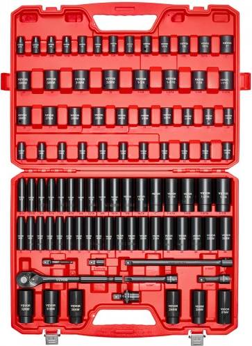 Metric socket set VEVOR 1/2 In Drive Impact Set 91 Pcs Socket Bit