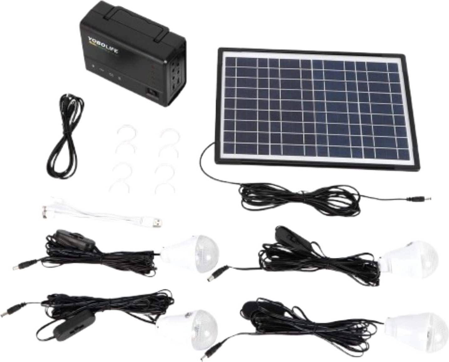 Solar power generator Home Collection Solar Panel Power Generator Kit Portable Battery Pack Station 4 LED Bulbs