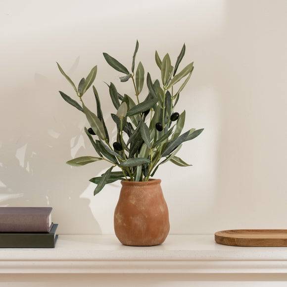 Olive Stems Rustic Pot