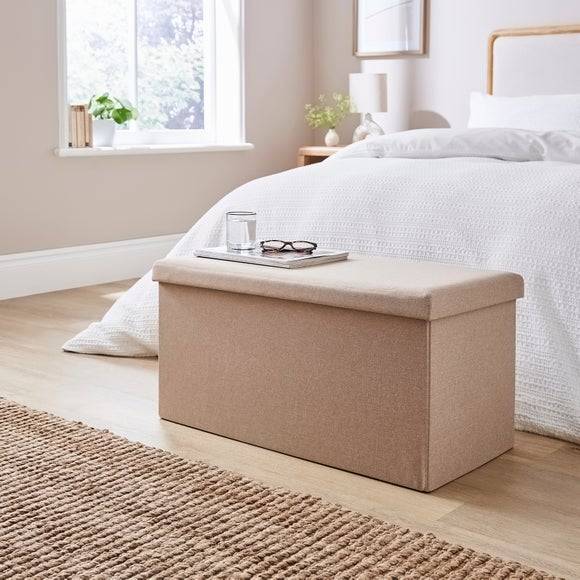 Dunelm Faux Linen Rectangular Ottoman Storage Bench