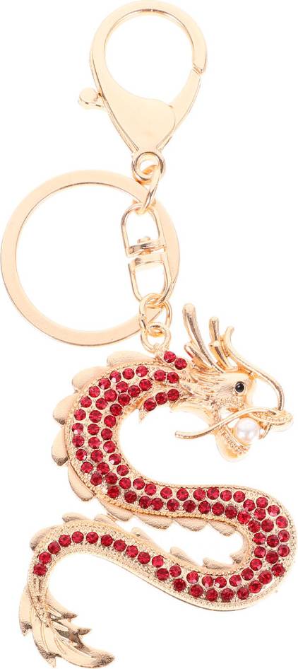 iplusmile Red Rhinestone Dragon Keychains Metal Key Ring Bag
