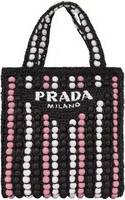 Prada Raffia Skuldertaske Uld Uld - Sort