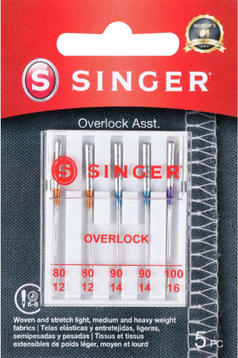 Overlock sewing machine Singer Assorted Size Regular Point Overlock Sewing Machine Needles 5 Count