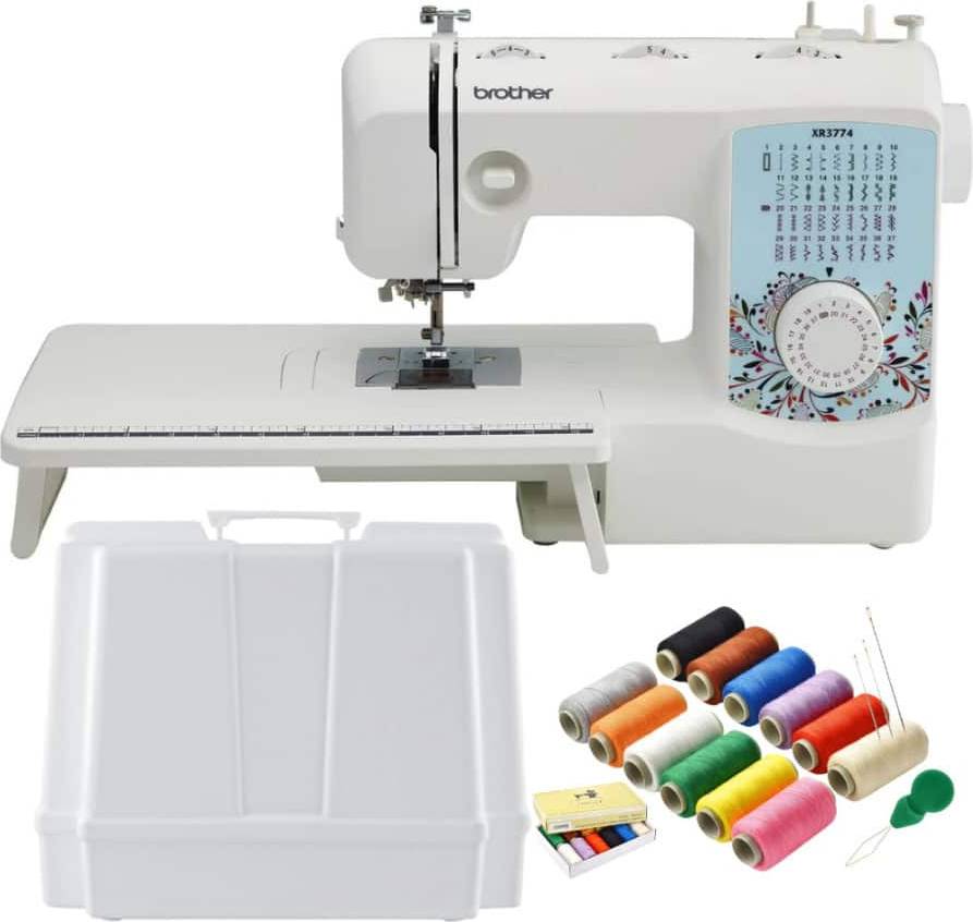 Sewing machine table Brother XR3774 Wide Table Sewing Machine Hard Case Thread Kit