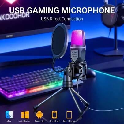 Shein USB Condenser Microphone With Customizable RGB Lighting