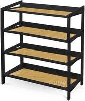 Keplin 4 Tier Bamboo Rattan Organiser Shoe Rack