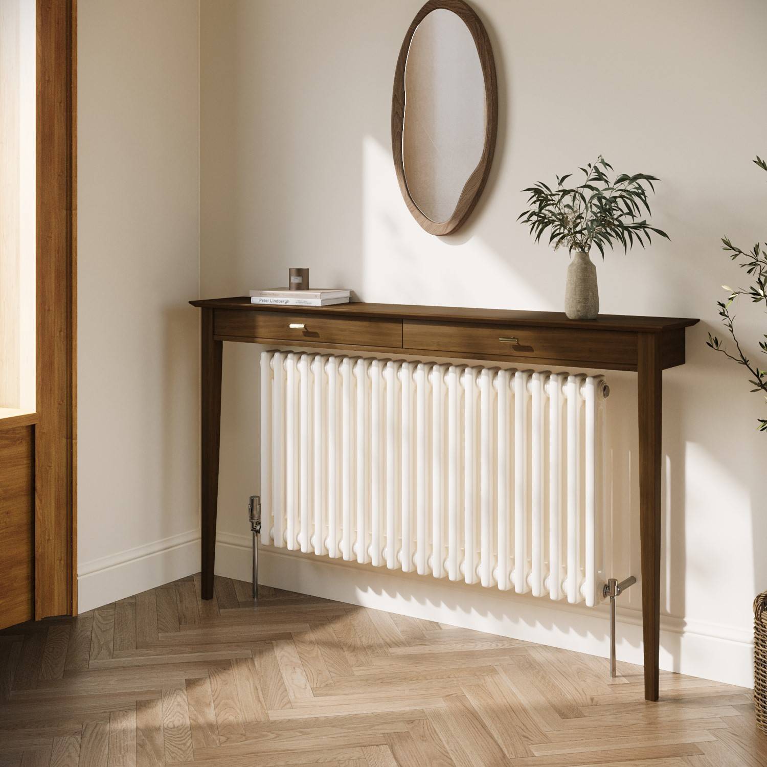 Noa Large Narrow Walnut Radiator Cover 150cm