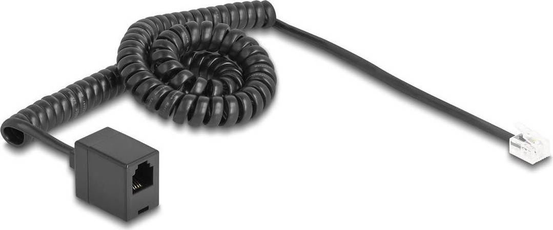 DeLock Telefonkabel Spiralkabel RJ11 Han Til RJ11 Hun Sort 3 m 3m