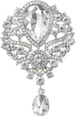 Uxcell Large Rhinestone Brooch Silver