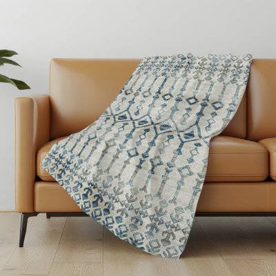 Boho throw blankets Addison Rugs Machine Washable Sherpa Boho Throw Blanket Ivory Geometric Blankets