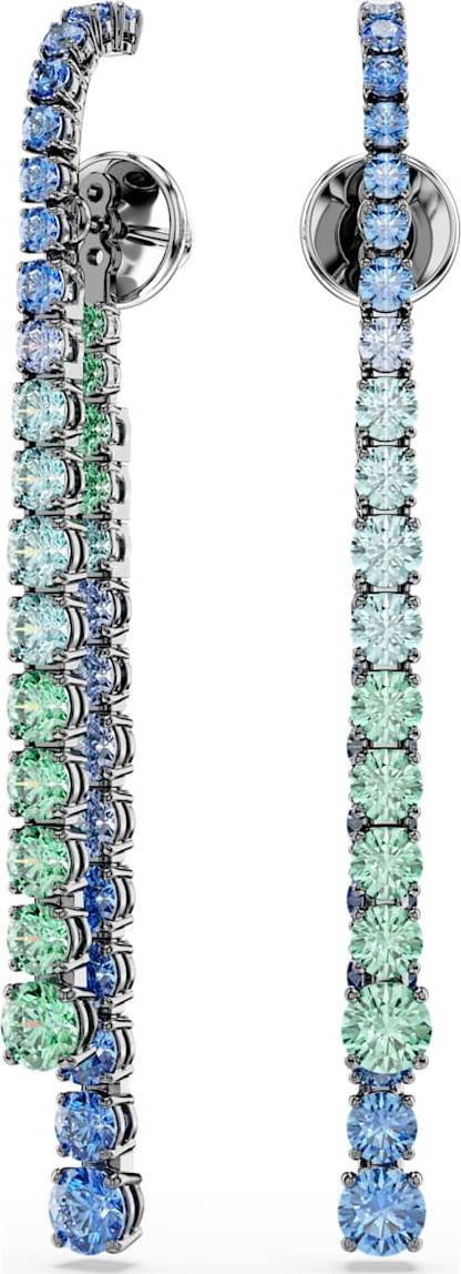 Swarovski Matrix Drop Earrings Gradient Round Cuts Ruthenium Plated - Multicoloured