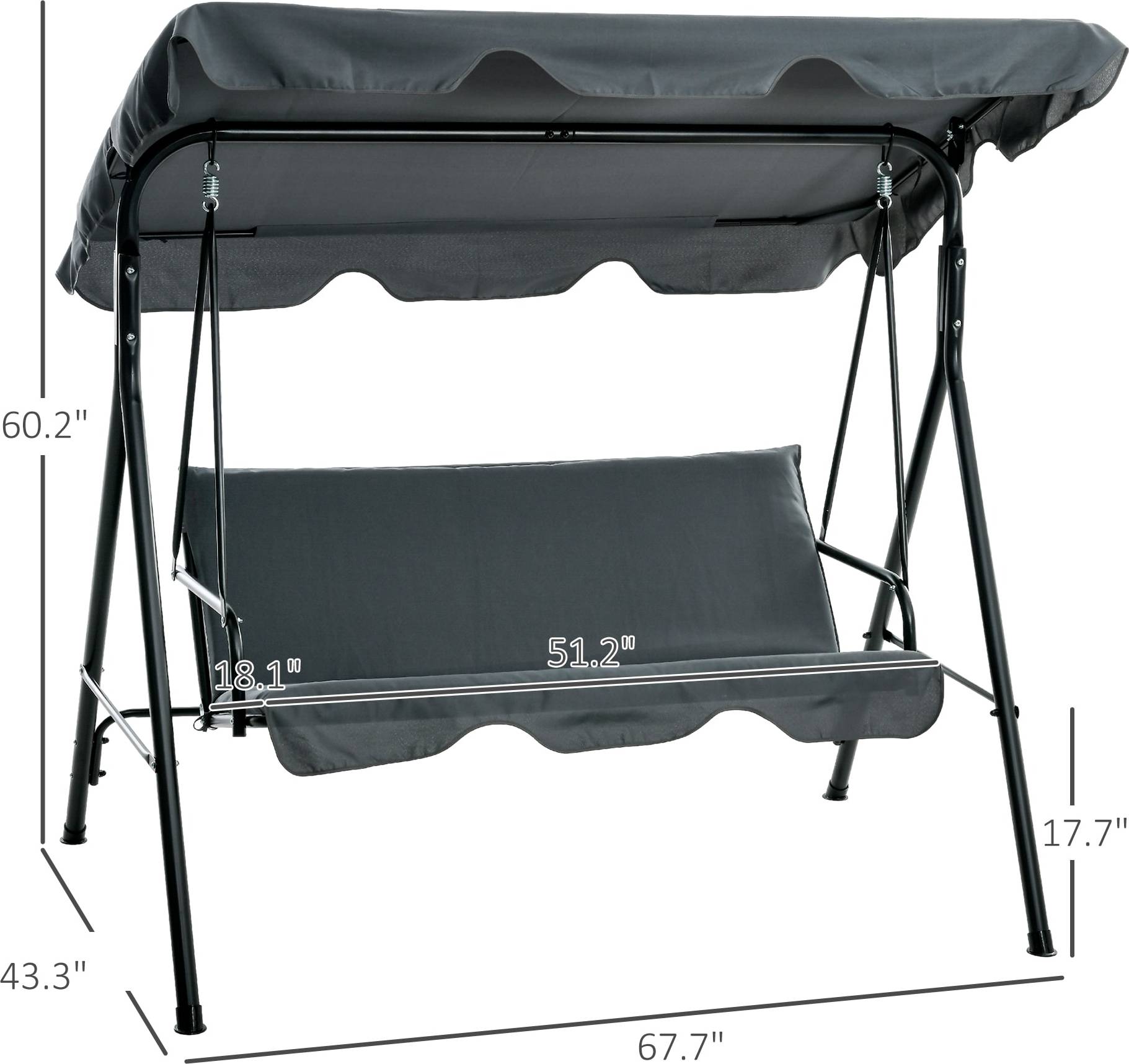 Swing chair Patio Swing Chair Grey Steel Frame Hanging Rocking Chair