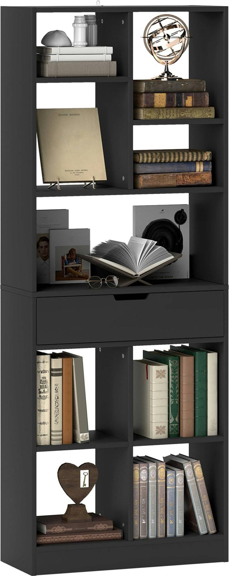 Homcom Freestanding Bookcase Display With Drawer Book Shelf